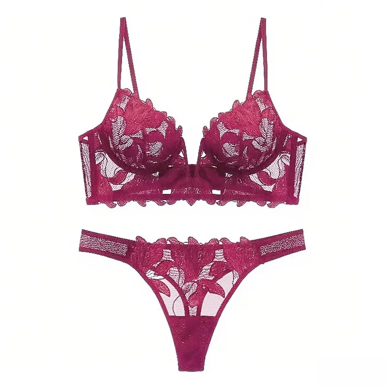 Women Lace Lingerie Set Elegant Sexy Bra Set See Through Underwear Ventilate Ladies Bra and Panty Set