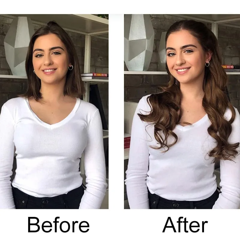 18Inch Synthetic Long Wavy Curly Halo Hair Invisible Fish Line Hair Extensions Heat Resistant Fiber Hairpiece For Women