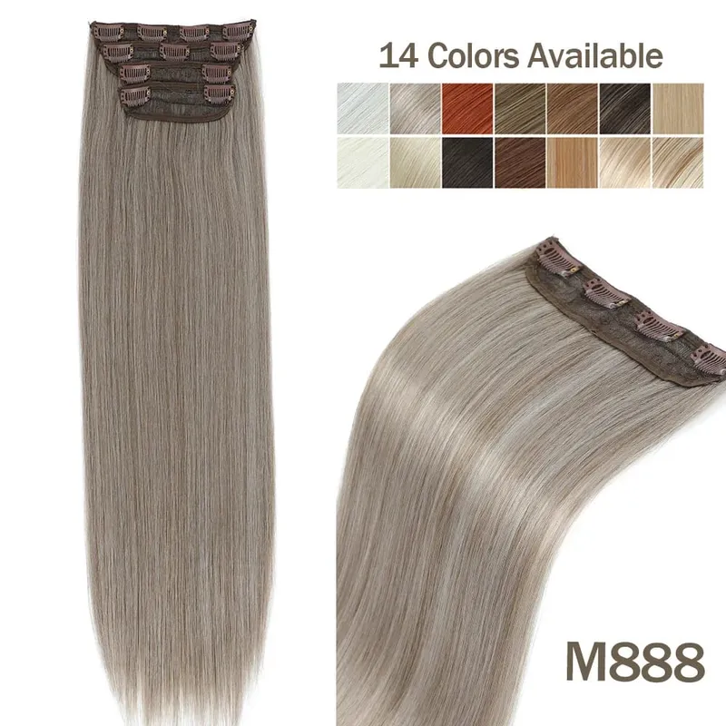 Synthetic Clip In Hair Extension 200g 24 Inches Straight Orange Brown Blonde Heat Temperature Fiber 4Pcs Clip Ins Hairpieces