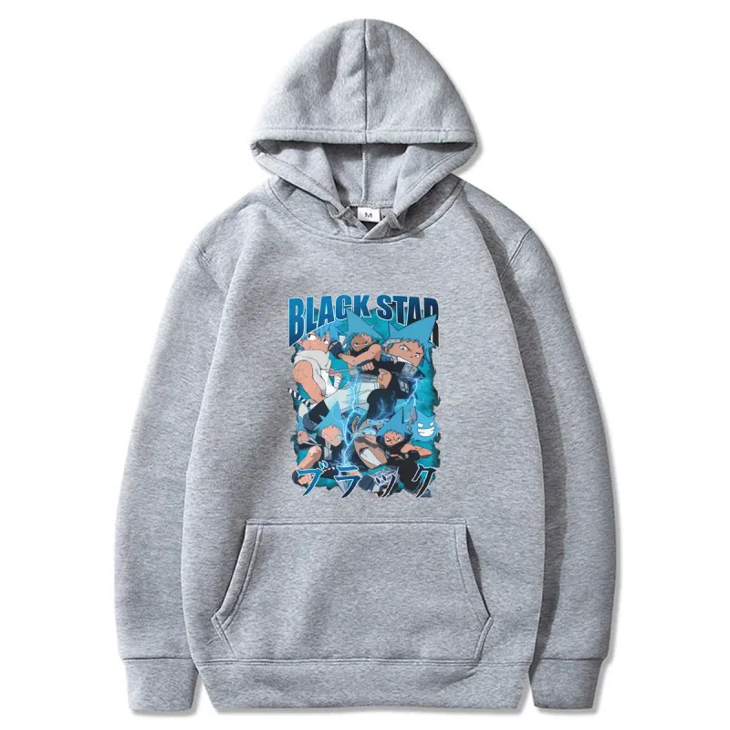 Anime Soul Eater Black Star Graphic Print Men Women Funny Clothes Fashion Oversized Hoodies Winter Casual Long Sleeve Streetwear