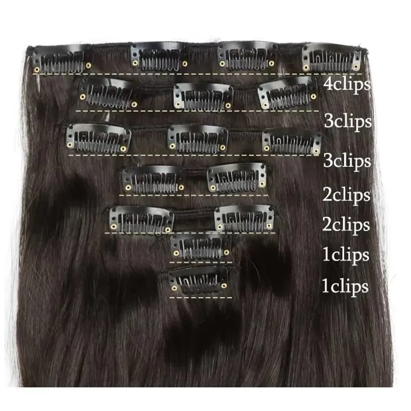 Synthetic 18Inch Long Curly Hair Hairpiece Heat Resistant Hair Extension Clips In Black Brown Blonde for Women