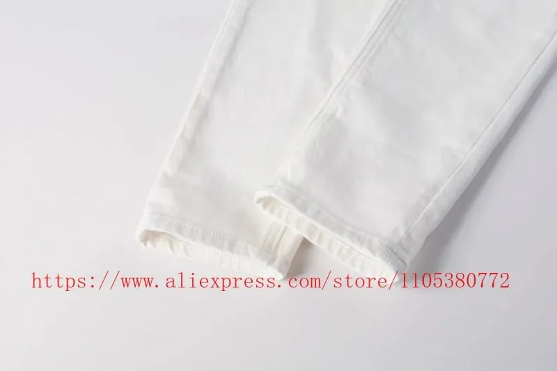 2026 New Arriva Men's Premium White Skinny Jeans Clean Fit Denim Pants High Street Fashion Trousers