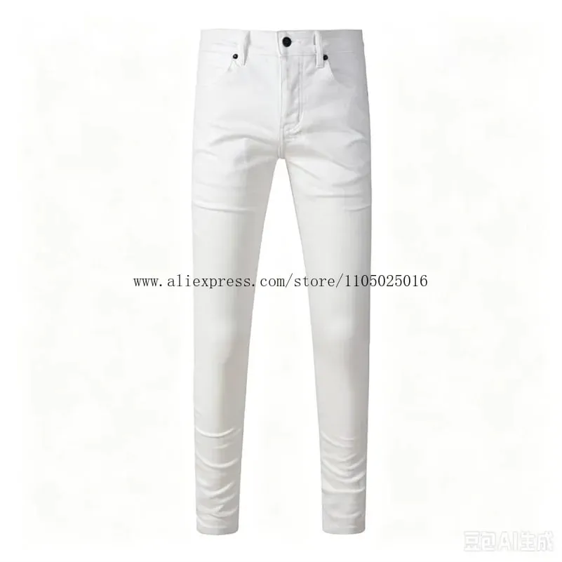 Luxury Streetwear Men's Jeans Americans Style Holes Long Trousers Quality Male Stretch Slim Pants Skinny Trousers