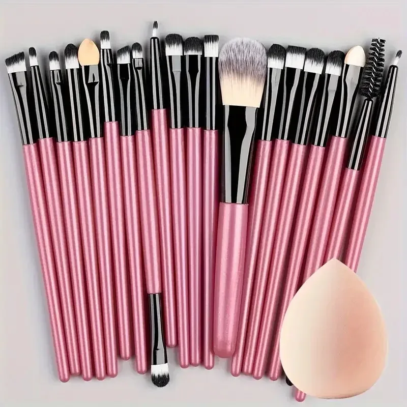 20Pcs Makeup Brushes Set Eyeliner Blending Cheeks Eye Cosmetic Foundation Brush with Makeup Sponge
