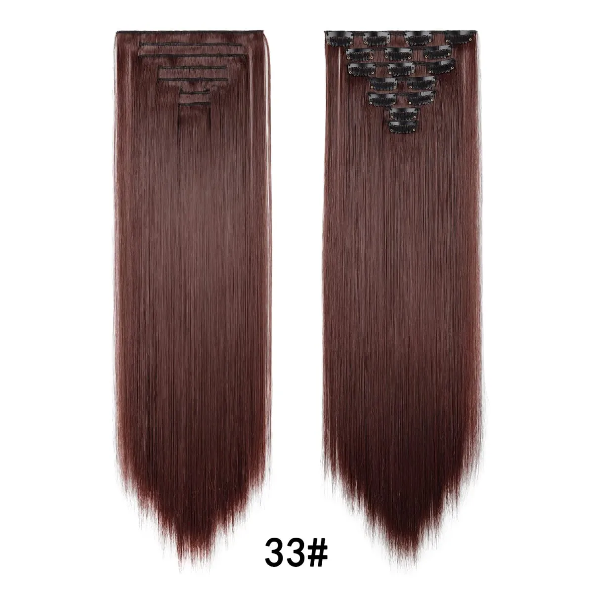 24 Inch Clip-in Hair Extensions 7 Pcs Long Straight Synthetic Hair Extensions Invisible Clip-ins Hairpieces for Women Daily