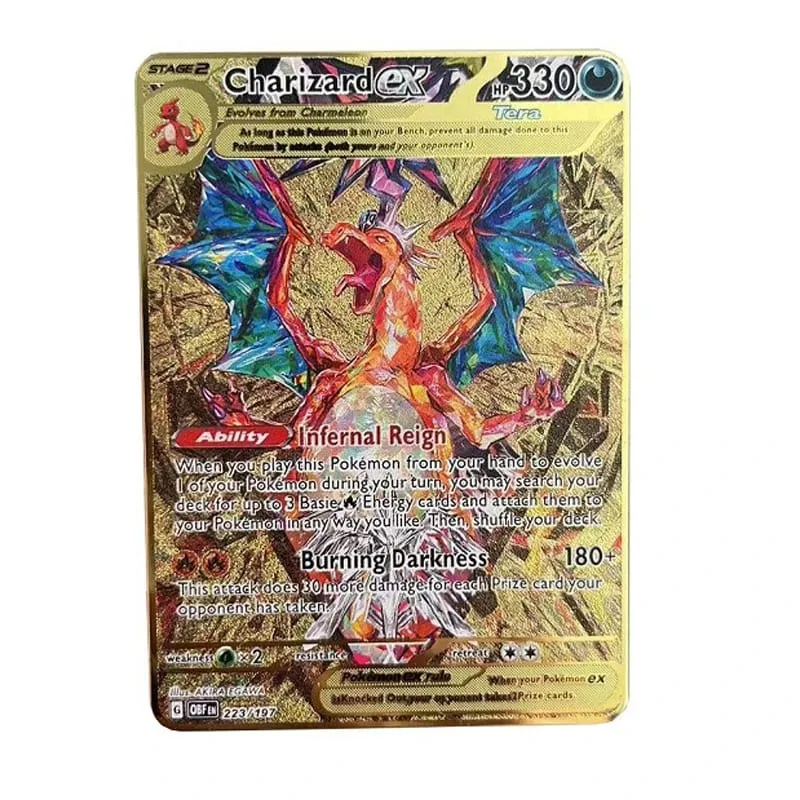 2026 NEW Pokemon Metal Card 10000 Points Arceus Charizard Super Card English Mewtwo Lucario Greninja Lillie Anime Cards