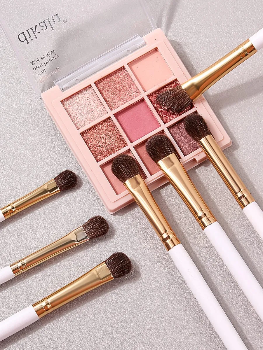 7Pcs Eye Shadow Makeup Brushes Set Natural Animal Horse Pony Soft Hair Cosmetics Blending Smudge Shader Brush Beauty Kit