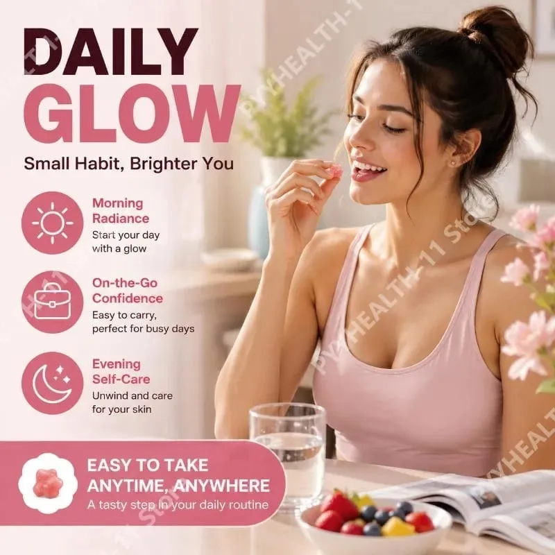 Googeer Vitamin C Skin Whitening Gummies with Glutathione Collagen Biotin for Brightening Antioxidant Support 30 Gummies