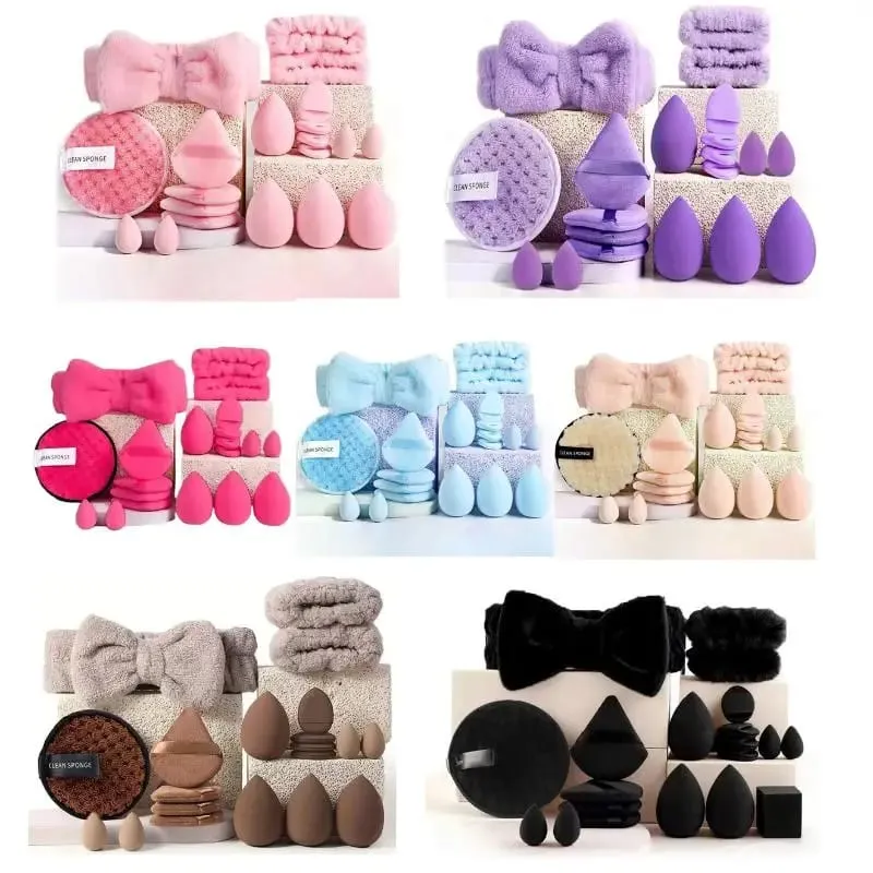 20 33Pcs Full Makeup Tool Set With Puff Brush Beauty Sponge For Makeup Applying And Removing Daily Use