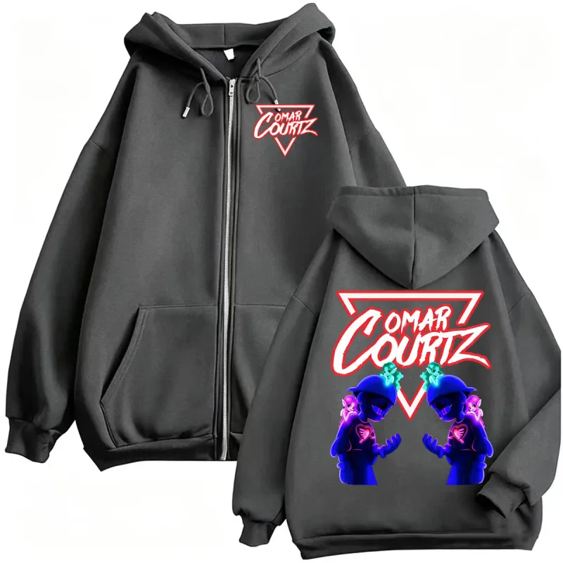 Omar Courtz Por Si Manana No Estoy Tour 2026 Zip Up Hoodies Men Women Retro Hip Hop Pop Music Sweatshirt Jacket Coats Streetwear