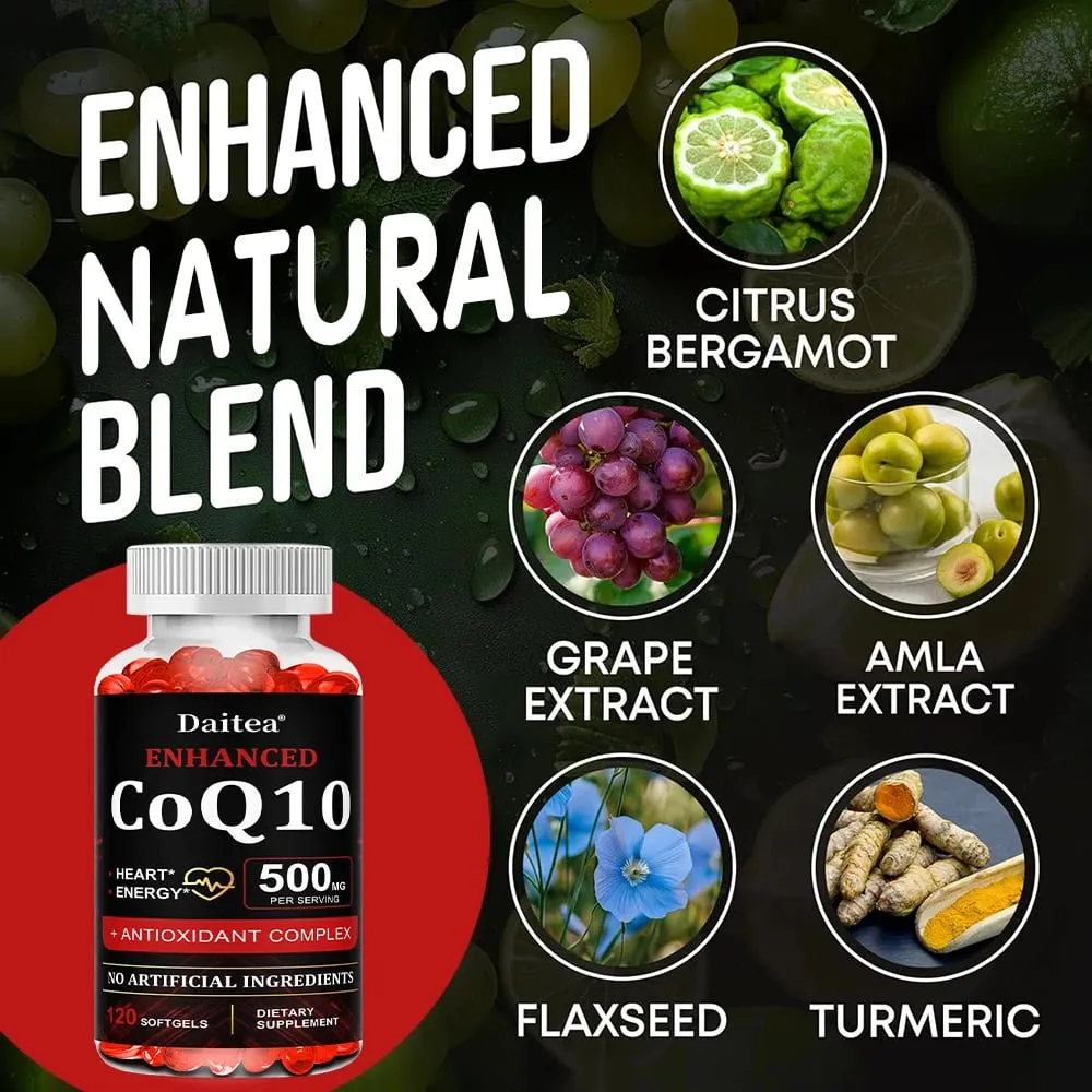 Hochabsorbierendes CoQ10 500 mg – für Herzgesundheit und Energieproduktion – verbesserte CoQ10-Nahrungsergänzungsmittel mit Coenzym Q10