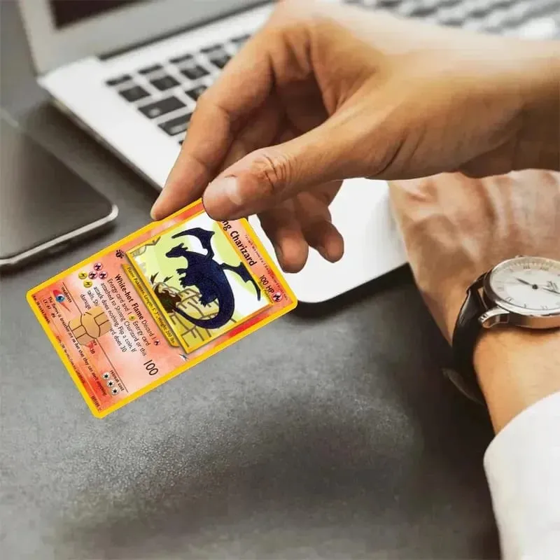 Credit Card Skin Sticker Anti-degaussing Anime Charizard Stickers for VISA JCB MasterCard and Other IC Cards