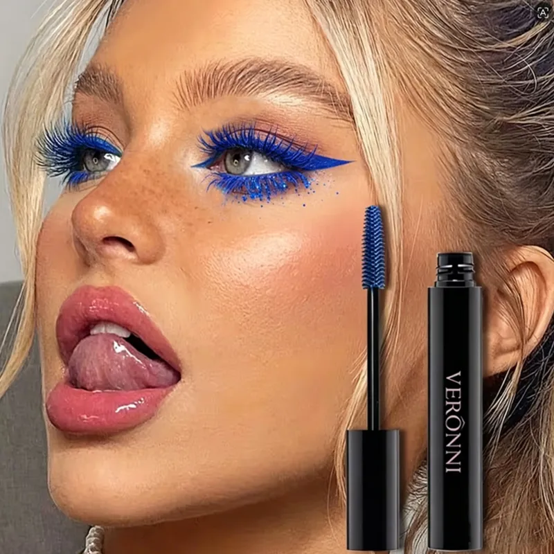3Pcs Blue Eye Makeup Set 9 Color Matte Glitter Eyeshadow Palette+Blue Mascara+Eyeliner Pencil Waterproof Long Lasting for Party