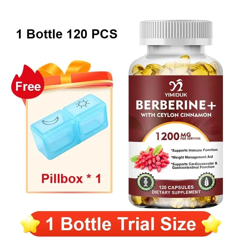 Berberine 1200mg Supplement Supports AMPK Activation Healthy Glucose Metabolism Immunity & Weight Control for Adults