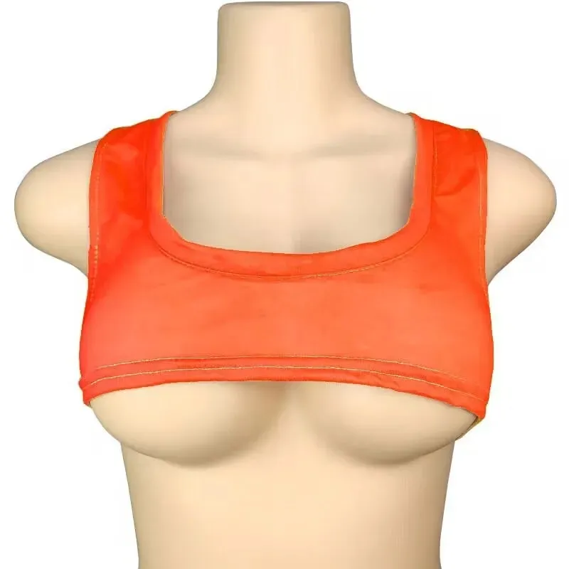 Y2k Europese en Amerikaanse ultrakorte mouwloze vest met lage ronde hals, T-shirt met sexy borstomhulsel en zichtbaar navelvest