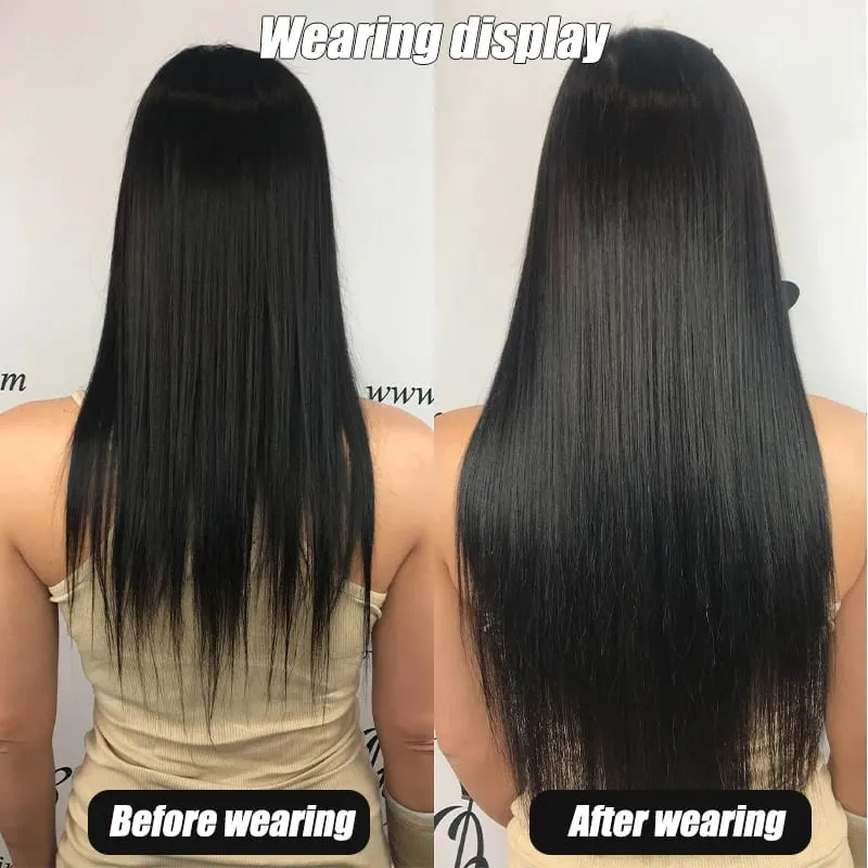 Synthetic 7-piece set with 16 card synthetic straight hair extensions suitable for women's daily party use