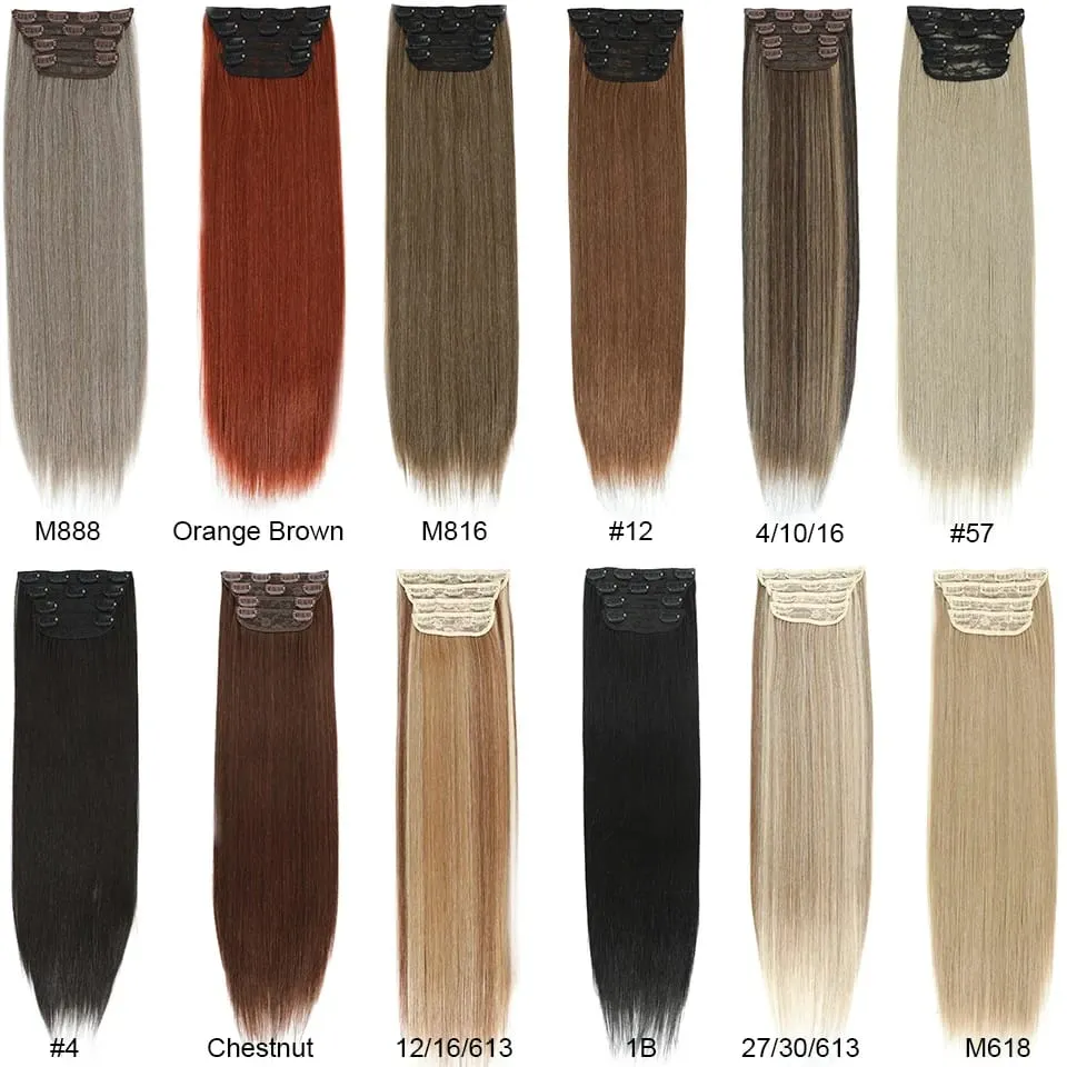 24Inches 200Grams M888 Ombre Blond 27/613 4Clips In Straight Hair Extensions Bio Heat Resistant Soft Nature Synthetic Hairpieces