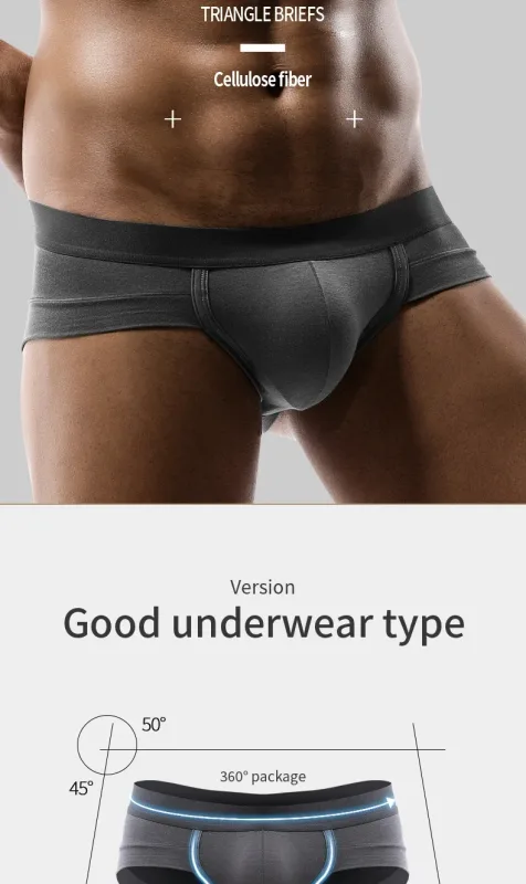 5PCS Men's three-piece briefs with U-shaped pouch, modal fabric, breathable, summer youth low-rise bottom pants