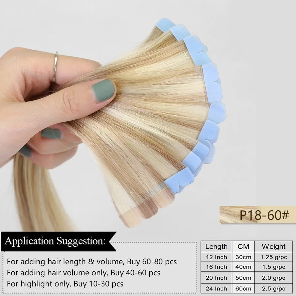 Mini Tape In Hair Extensions Human Hair PU Skin Weft Machine-Remy Straight Tape in Extensions 10pcs For Side Hair Tape ins