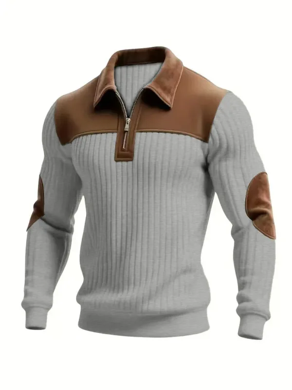 Hoodies men's sweatshirt 2026 new knitted lapel stitching embroidery casual sports autumn zipper sweatshirt man's clothing