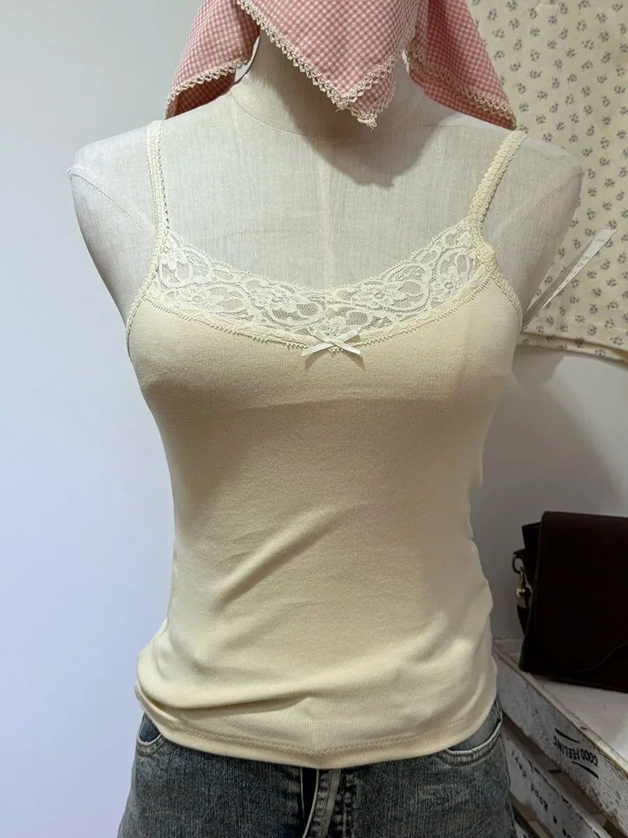 Lace Trim Strapless Tops Women Cotton Soft Slim White Sexy Sleeveless Camisole Sweet Cute Chic Tank Tops Y2K — image 16