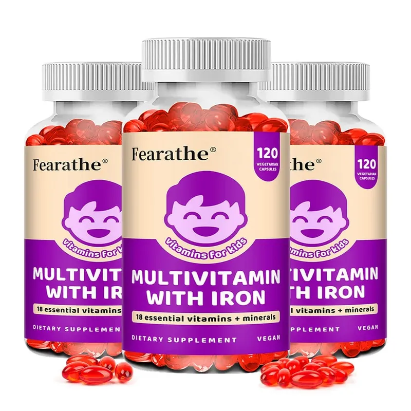 Kids Multivitamin Softgels with Iron Zinc & Biotin Daily Nutritional Supplement for Kids’ Growth Immune & Brain Support