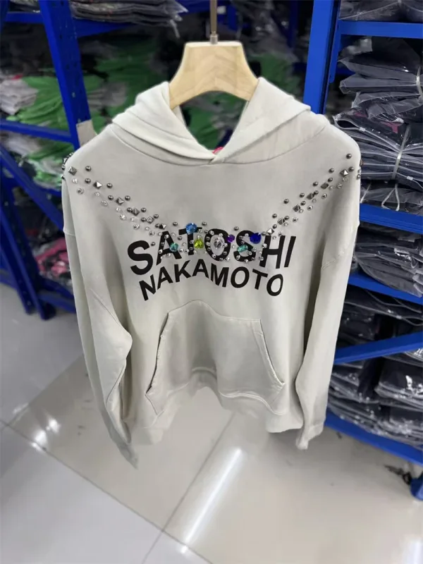 Autumn/Winter SN Necklace Letter Print Washed Vintage Hoodie High Street Casual Cotton Loose Sports Versatile Trendy Tops Men