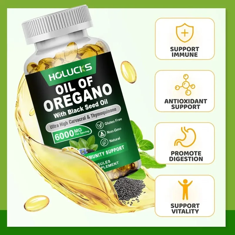 Pure Oil of Oregano Supplement for Sinus Relief Allergies & Healthy Immune Response Respiratory & Gut Health GMP Certified