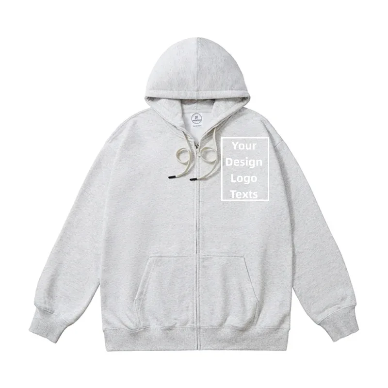 Customized Logo Zipper Hoodies Autumn Winter Fashion Embroidery Company Printed Sweatshirts Men Women Personality Hoody Pullover