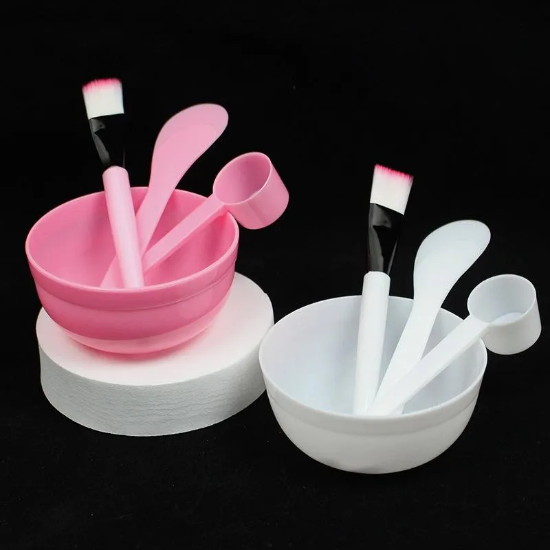 4Pcs DIY Facemask Mixing Tool Kit Facial Mask Bowl Stick Spatula Silicone Soft Face Brushes Spoons