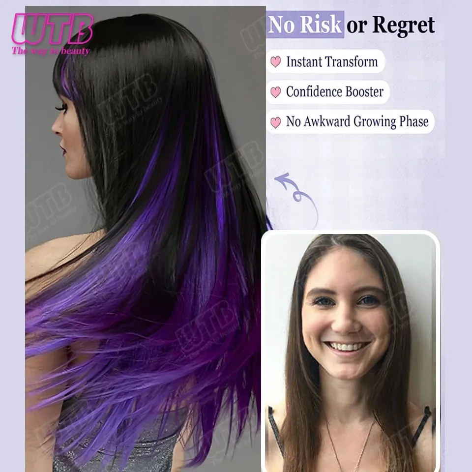 5Pcs Synthetic Wig BB Clip Style Color Straight Hair Extension Wig Suitable for Women and Girls to Wear at Holidays and Parties
