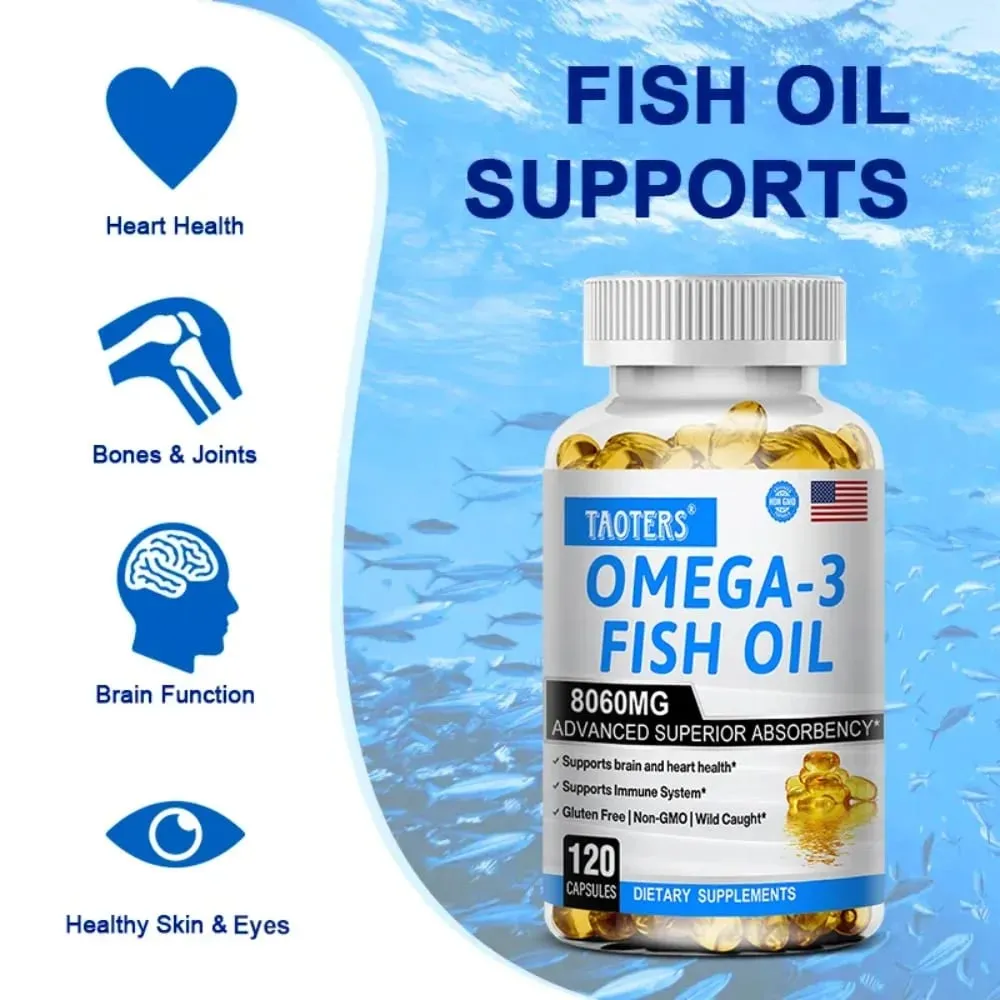 Omega-3 & EPA DHA – Heart Health Brain Health Inflammation Health Support Gluten-Free Easy To Swallow
