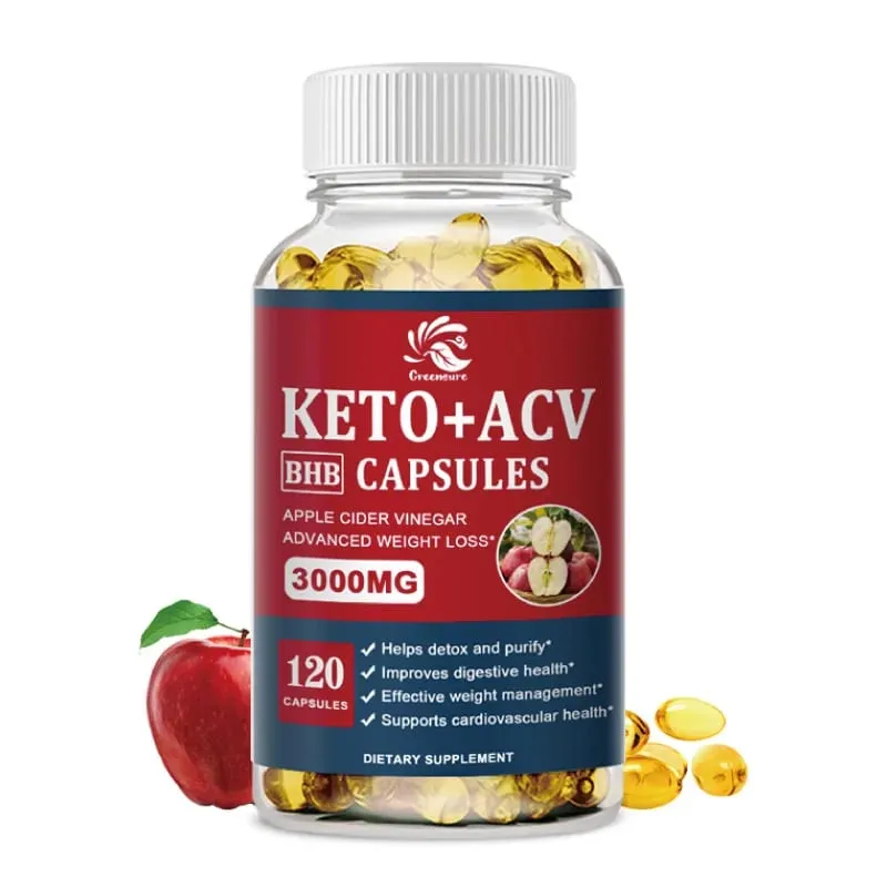 Greensure Keto Elma Sirkesi Kapsülleri ACV, Apple Cider Keto Takviyeleri Erkekler ve Kadınlar için Elma Aromalı Formülü