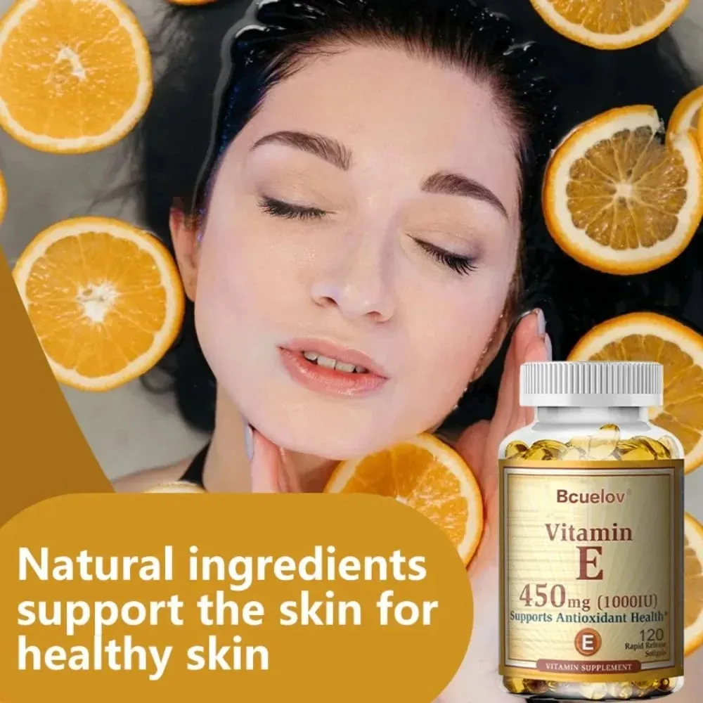 Vitamin E 1000IU Capsules - Supports Skin Cardiovascular Health Boosts Immunity Anti-aging Skin Health