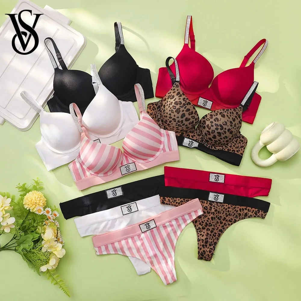 Victoria's Secret Comfortable Underwire Lingerie Set For Ladies Daily Wear Women Bra Set Lace Push Up Seamless — image 1