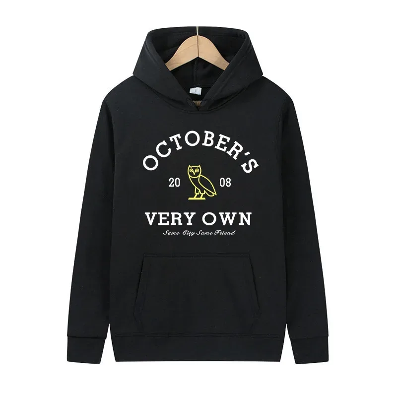 October's Very Own Owl Print Hoodie Unisex Men Women Casual Pullover Long Sleeve Streetwear Fleece Hooded Sweatshirt With Pocket