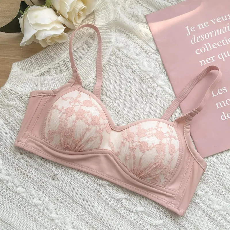 Sexy Push Up Lace Bralette Malé poprsí Bezdrátové Pohodlí Léto Ultratenká nastavitelná ramínka Sada spodního prádla proti pověšení S-XL​​ Podprsenka