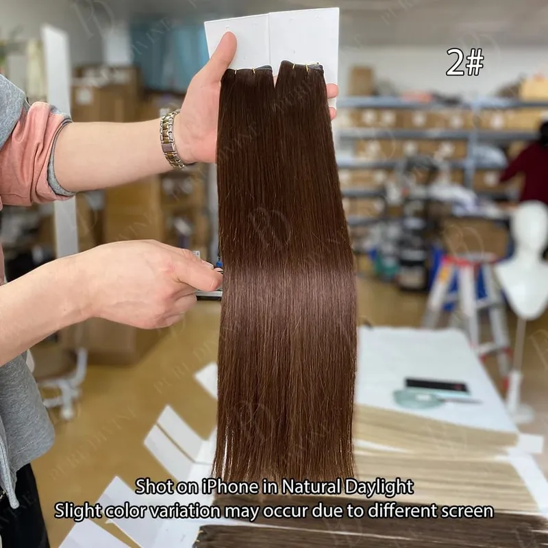 Hot Sale Genius Weft Human Hair Extensions 50g/pc Double Drawn Balayage Blonde Full End Invisible Straight Virgin Remy Hair 15A