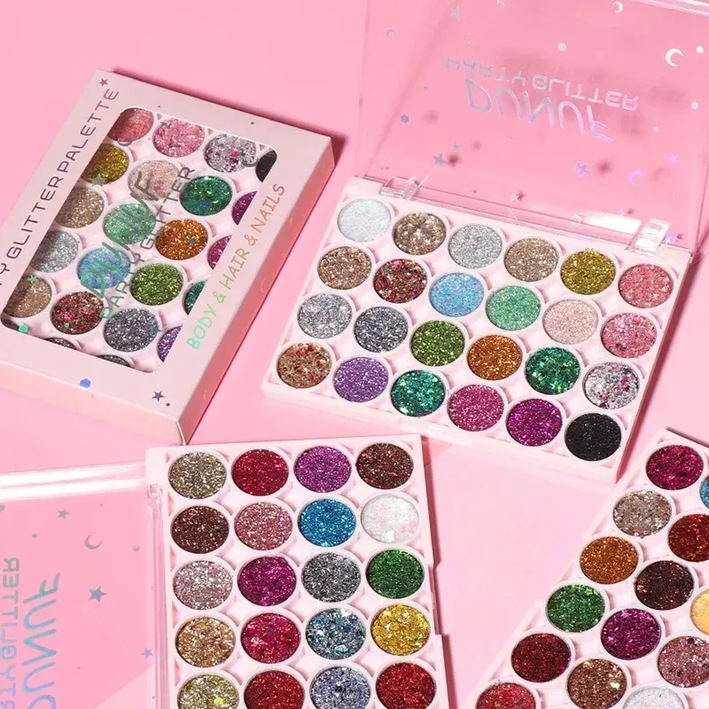 24 Colors Body Face Glitter Gel Palette Multifunctional Waterproof Eye Hair Loose Sequins Eyeshadow Party Deco Makeup Cosmetics