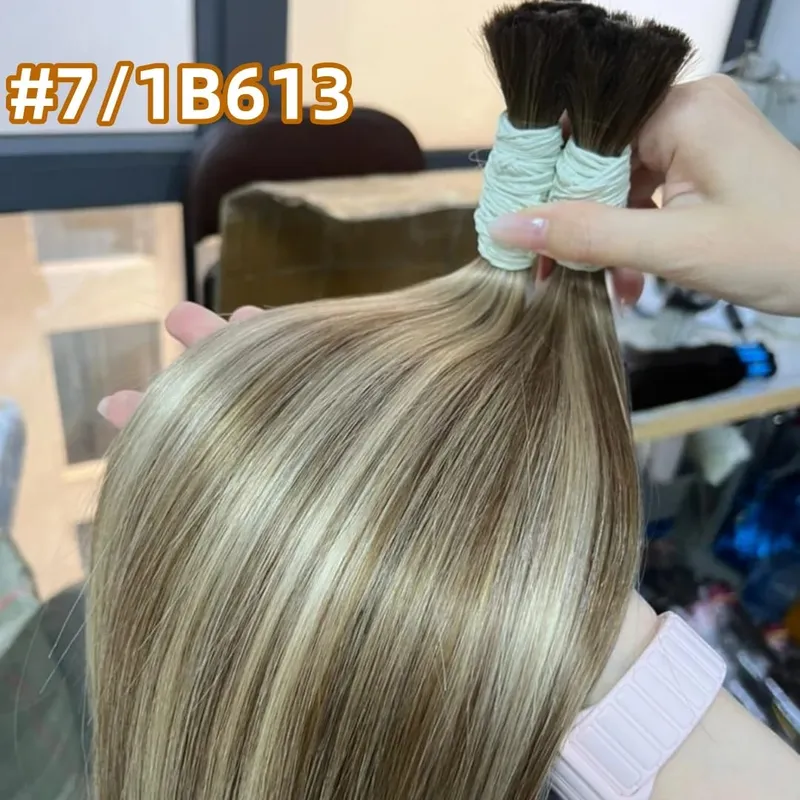 Bulk hår 100 % äkta människohår maskintillverkat Virgin Remy rakt hår Bulk 18-30 tum 100 g Naturligt blont hårförlängning utan inslag