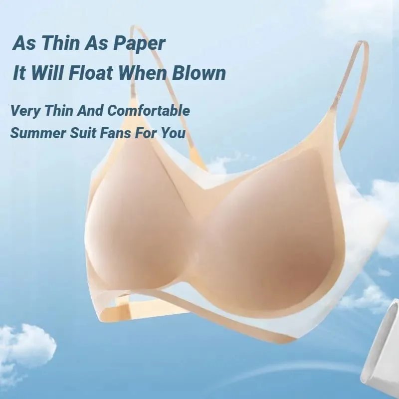 2026 Ultra-Thin Breathable Ice Silk Bra Lingerie Women'S Seamless Back Halter Vest Wraps Small Breasts Sexy And Comfortable Top