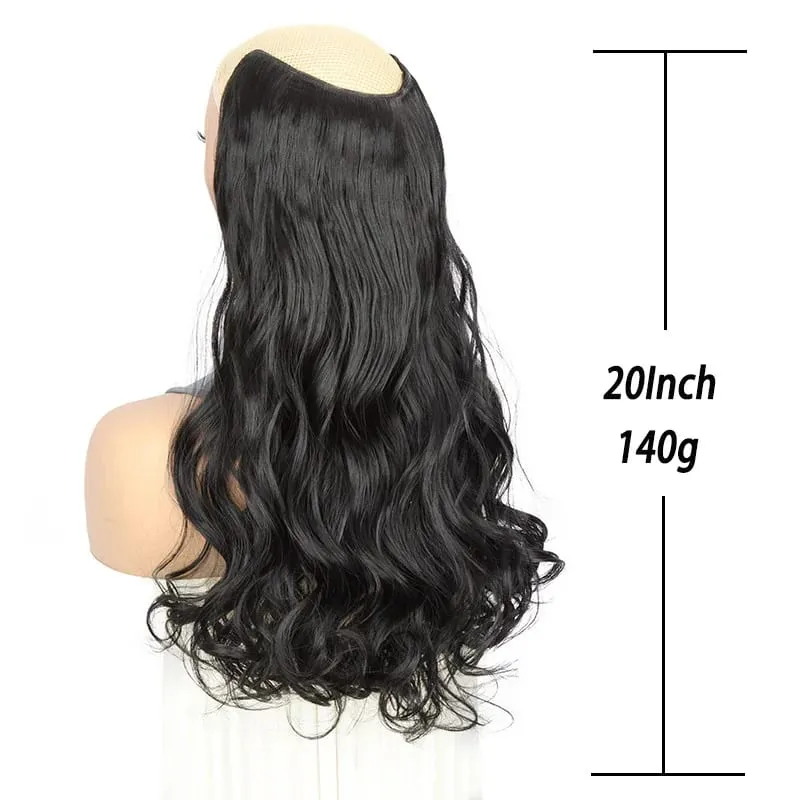 20Inch Synthetic 4 Clip Long Curly V-Shaped Hair Extension Natural Invisible Fashion Lazy Easy Wear Hairpiece for Women Party