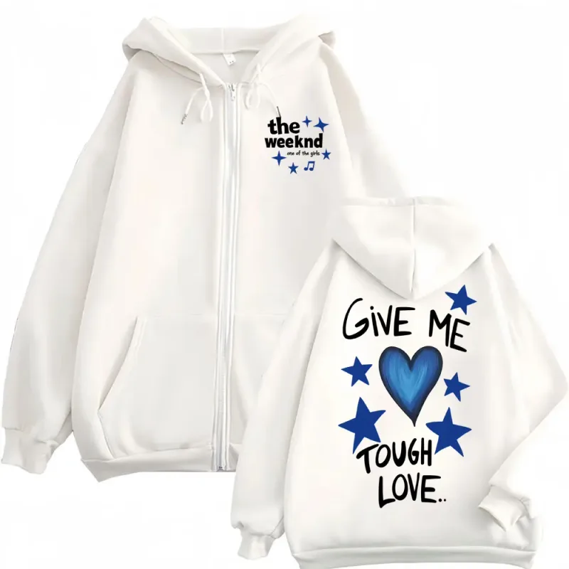 The Weeknd "een van de meisjes" Zip Up Hoodies Mannen Vrouwen Mode Hip Hop Jas Sweatshirt Jassen Casual Oversized Rits Truien