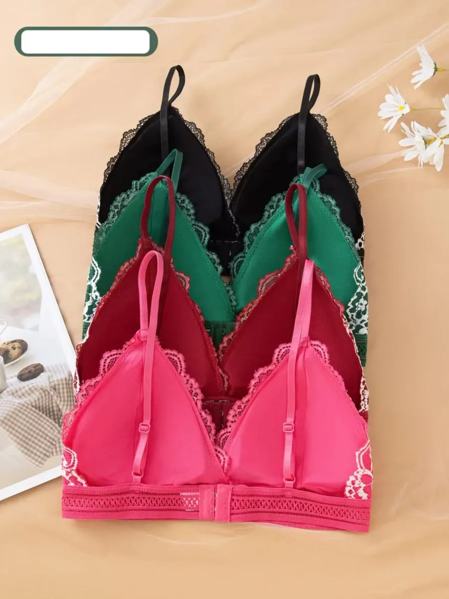 Sexy Lace Lingerie Set Thin Mold Cup No Steel Ring Comfortable Push Up Bra Set For Women