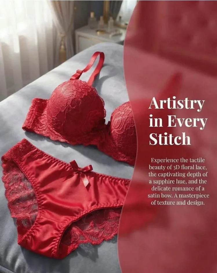 New fashion 2-piece set of sexy Lingerie set blue lace brassere push up women's set A2155