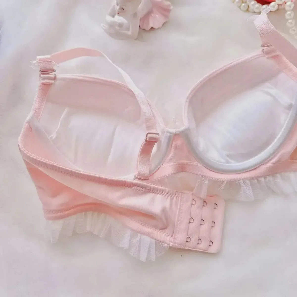Sexy Lace Bra Set Water-soluble Lace Cute College Style Underwear for Women Daily Wear