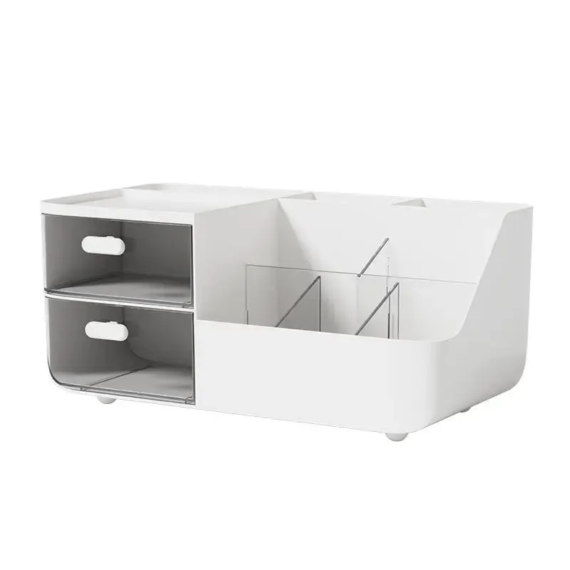 Cosmetics Organizer with 2 Transparent Drawers Large Capacity Clear View Space Saving Smooth Gliding for Makeup Brushes