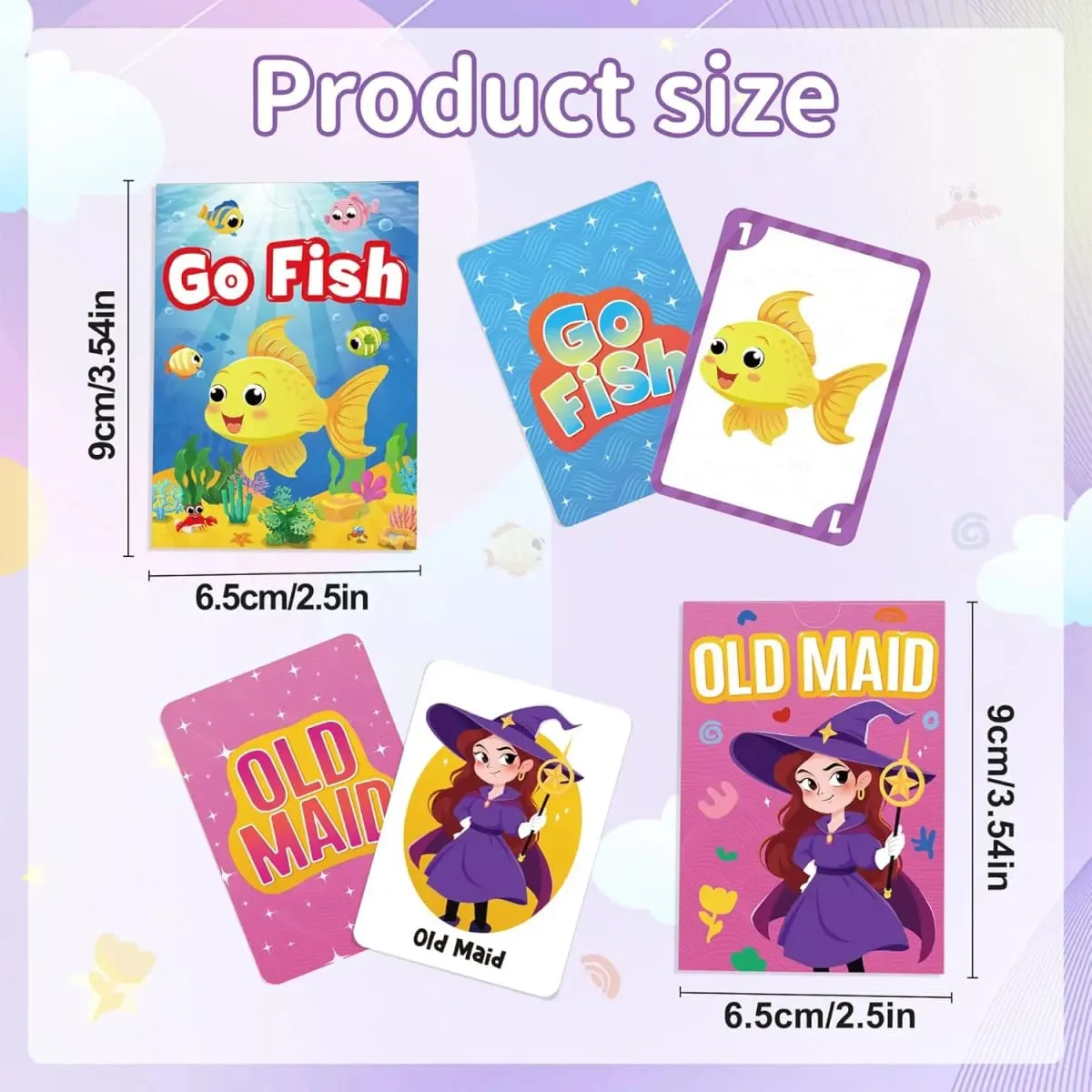 2 in 1 Kids Card Games：Go Fish Card Game Old Maid Card Game Gift For Boys and Girls Ages Kids 2+Years Fun Educational Cards