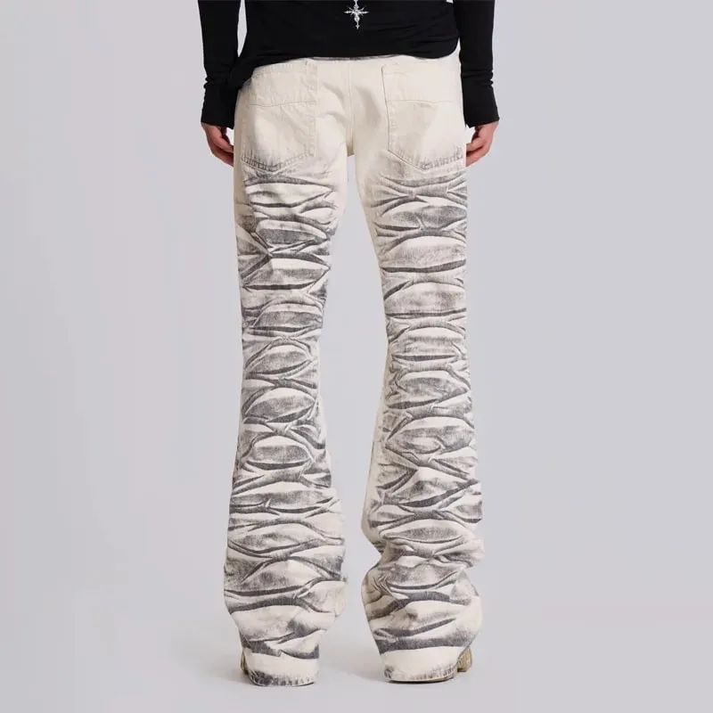 Y2K Vintage Distressed Micro Flared Jeans Washed High Street Hip Hop Wide Leg Denim Pants Gothic Slim Fit Unisex Trumpet Jeans