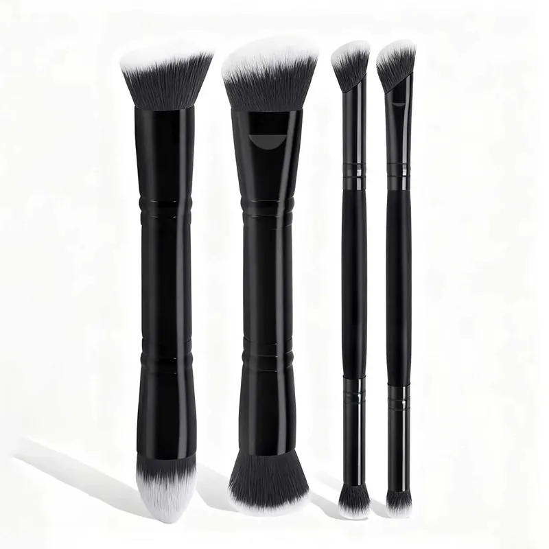 4pcs Basic Makeup Brushes Set With Box Dual-ended Foundations Powder Blush Details for Eyeshadow Brushes Beginner Travel